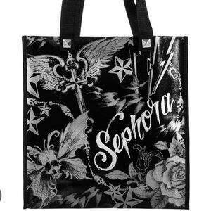 Vintage Sephora And Kat Von D Black And Silver Tatoo Tote Bag From 2012 Like New
